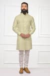 Shop_Nitesh Singh Chauhan_Green Chanderi Silk Blend Embroidered Kurta Set  _at_Aza_Fashions