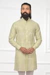 Nitesh Singh Chauhan_Green Chanderi Silk Blend Embroidered Kurta Set  _Online_at_Aza_Fashions