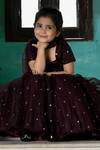 Shop_Piyanshu Bajaj_Maroon Embroidered Lehenga Set For Girls_at_Aza_Fashions