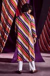 Shop_PUNIT BALANA_Multi Color Satin Silk Embroidery And Stripe Kurta & Pant Set_at_Aza_Fashions