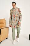 Buy_Project Bandi_Green Malai Cotton Floral Print Kurta Set _at_Aza_Fashions