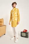 Buy_Project Bandi_Yellow Malai Cotton Floral Print Bundi _Online_at_Aza_Fashions