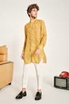 Project Bandi_Yellow Malai Cotton Sitara Print Kurta Set_Online_at_Aza_Fashions