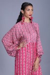 Buy_Punit Balana_Pink Silk Satin Round Floral Print High Low Tunic And Pant Set _Online_at_Aza_Fashions