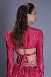 Shop_Punit Balana_Pink Silk Satin Round Printed Crop Top And Crushed Skirt Set _at_Aza_Fashions