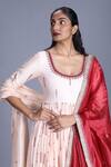 Shop_Punit Balana_Beige Chanderi Silk Round Anarkali Set _at_Aza_Fashions
