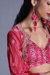 Punit Balana_Pink Organza, Silk Satin V Neck Jacket And Sharara Set _Online_at_Aza_Fashions