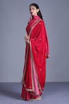 Shop_Punit Balana_Pink Dushala Velvet, Silk Satin V Neck Saree With Blouse And _at_Aza_Fashions