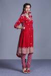 Punit Balana_Pink Velvet V Neck Kurta Set _Online_at_Aza_Fashions