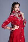 Buy_Punit Balana_Pink Velvet V Neck Kurta Set _Online_at_Aza_Fashions