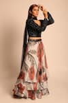 Buy_Prints by Radhika_Black Silk Printed Lehenga Set_at_Aza_Fashions