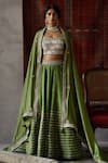 Buy_Punit Balana_Green Silk U Neck Bridal Lehenga Set _Online_at_Aza_Fashions