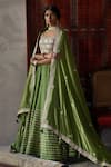 Punit Balana_Green Silk U Neck Bridal Lehenga Set _Online_at_Aza_Fashions