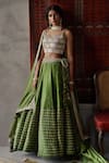 Buy_Punit Balana_Green Silk U Neck Bridal Lehenga Set _at_Aza_Fashions