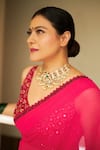 Punit Balana_Pink Chiffon Leaf Neck Embroidered Saree With Blouse _Online_at_Aza_Fashions