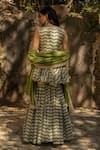 Shop_Punit Balana_Green Silk Chanderi Round Tunic And Sharara Set _at_Aza_Fashions