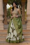 Buy_Punit Balana_Green Silk Chanderi Halter Lehenga Set _at_Aza_Fashions