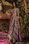 Buy_Punit Balana_Green Silk Chanderi Round Printed Lehenga Set _at_Aza_Fashions