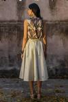 Shop_PUNIT BALANA_Green Top Satin  Skirt Chanderi Stand Collar And Set _at_Aza_Fashions