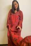 Buy_PUNIT BALANA_Pink Satin Silk Embroidery V Neck Kaftan Dress _at_Aza_Fashions