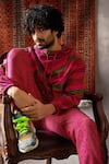 Shop_Punit Balana_Red Linen Hoodie And Joggers Set _Online_at_Aza_Fashions