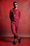 Buy_PUNIT BALANA_Red Linen Printed Striped Hoodie And Jogger Pant Set _at_Aza_Fashions