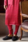 Shop_PUNIT BALANA_Red Tusser Silk Tussar Bundi And Kurta Set _Online_at_Aza_Fashions