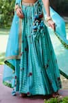 Shop_Punit Balana_Blue Organza, Chanderi Silk Scoop Neck Lehenga Set _Online_at_Aza_Fashions
