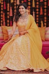 Punit Balana_Yellow Chanderi Silk Bandhani Print Lehenga Set_Online_at_Aza_Fashions