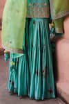 Buy_PUNIT BALANA_Blue Chanderi Silk Embroidery U Neck Kurta And Gharara Set_Online_at_Aza_Fashions