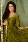 Shop_Punit Balana_Green Chanderi , Organza Gota And Marodi Work Embroidered Anarkali Set _at_Aza_Fashions