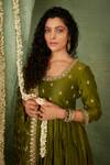 Buy_Punit Balana_Green Chanderi , Organza Gota And Marodi Work Embroidered Anarkali Set _Online_at_Aza_Fashions