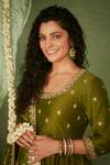 Shop_Punit Balana_Green Chanderi , Organza Gota And Marodi Work Embroidered Anarkali Set _Online_at_Aza_Fashions