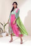 Buy_Capisvirleo_Green Habutai Silk And Jute Embroidery Aari Work Band Bellini Midi Dress  _at_Aza_Fashions