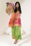Buy_Capisvirleo_Orange Habutai Silk Embroidery Aari Work Fruit Punch Tunic And Pant Set  _Online_at_Aza_Fashions