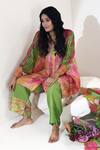 Shop_Capisvirleo_Orange Habutai Silk Embroidery Aari Work Fruit Punch Tunic And Pant Set  _Online_at_Aza_Fashions