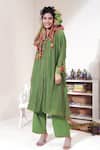 Shop_Capisvirleo_Green Chanderi Silk Thread Band Aam Panna Kurta Pant Set _Online_at_Aza_Fashions
