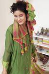Capisvirleo_Green Chanderi Silk Thread Band Aam Panna Kurta Pant Set _at_Aza_Fashions