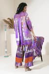 Shop_Capisvirleo_Purple Satin Silk Paisley V Neck Fresca Tunic  _at_Aza_Fashions