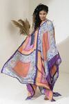 Buy_Capisvirleo_Purple Satin Silk Paisley Print V Neck Paloma Kaftan _Online_at_Aza_Fashions