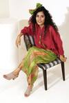 Capisvirleo_Green Habutai Silk Elderflower Fizz Pants _Online_at_Aza_Fashions