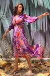 Buy_Capisvirleo_Purple Habutai Silk Spread Collar Vir - Gin Tonic Dress _at_Aza_Fashions