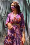 Shop_Capisvirleo_Purple Habutai Silk Spread Collar Vir - Gin Tonic Dress _at_Aza_Fashions
