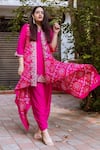 Buy_Pink City by Sarika_Pink Kurta And Pant Silk Linen Matka Embroidered Dhoti Set With Jacket _at_Aza_Fashions