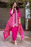 Buy_Pink City by Sarika_Pink Kurta And Pant Silk Linen Matka Embroidered Dhoti Set With Jacket _Online_at_Aza_Fashions