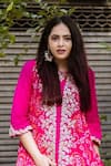 Pink City by Sarika_Pink Kurta And Pant Silk Linen Matka Embroidered Dhoti Set With Jacket _at_Aza_Fashions