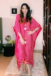 Buy_Pink City by Sarika_Pink Gajji Silk Bandhani Kaftan _at_Aza_Fashions