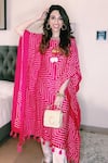 Pink City by Sarika_Pink Gajji Silk Bandhani Kaftan _Online_at_Aza_Fashions