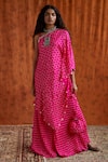 Buy_Pink City By Sarika_Pink Silk One Shoulder Printed Tunic And Gharara Set _at_Aza_Fashions