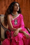 Shop_Pink City By Sarika_Pink Silk One Shoulder Printed Tunic And Gharara Set _Online_at_Aza_Fashions